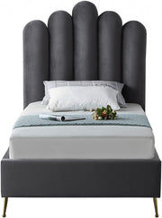 Lily Velvet Twin Bed Grey - Gate FurnitureTwin Bed