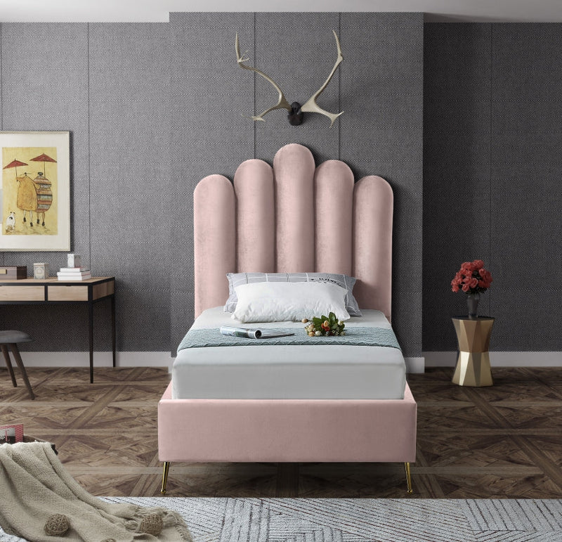 Lily Velvet Twin Bed Pink - Gate FurnitureTwin Bed