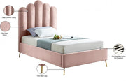 Lily Velvet Twin Bed Pink - Gate FurnitureTwin Bed