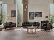Lima 3-pieces (Sofa & Loveseat & Chair) Livingroom Set Black in Black - 101-LIM-BLACK-321
