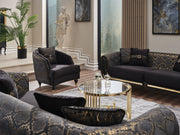 Lima 3-pieces (Sofa & Loveseat & Chair) Livingroom Set Black in Black - 101-LIM-BLACK-321