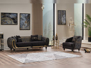 Lima 3-pieces (Sofa & Loveseat & Chair) Livingroom Set Black in Black - 101-LIM-BLACK-321