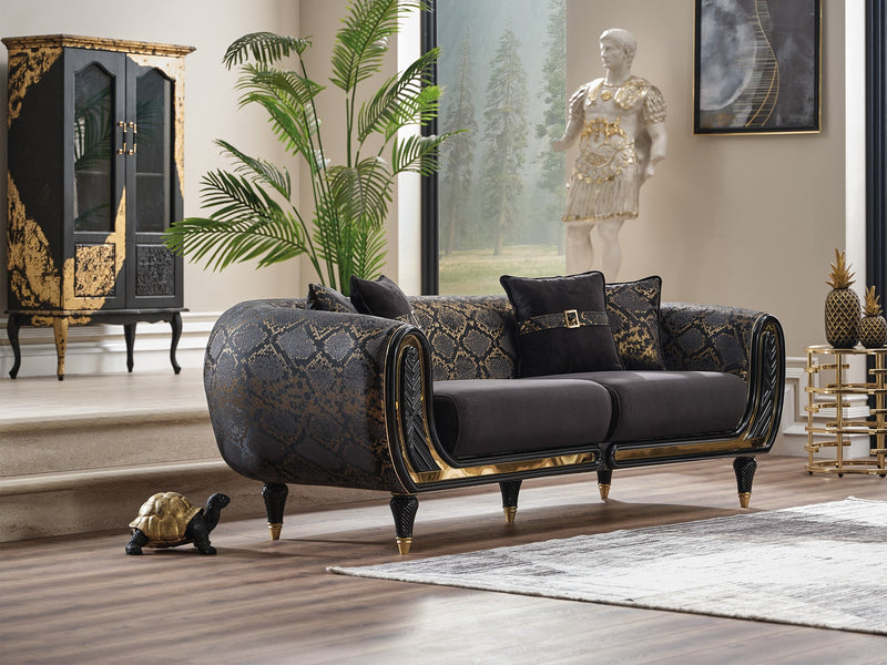 Lima 3-pieces (Sofa & Loveseat & Chair) Livingroom Set Black in Black - 101-LIM-BLACK-321