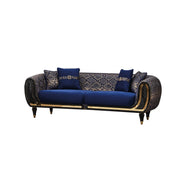 Lima 3-pieces (Sofa & Loveseat & Chair) Livingroom Set Blue in Blue - 101-LIM-BLUE-321