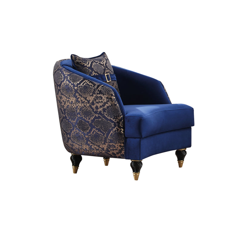 Lima 3-pieces (Sofa & Loveseat & Chair) Livingroom Set Blue in Blue - 101-LIM-BLUE-321
