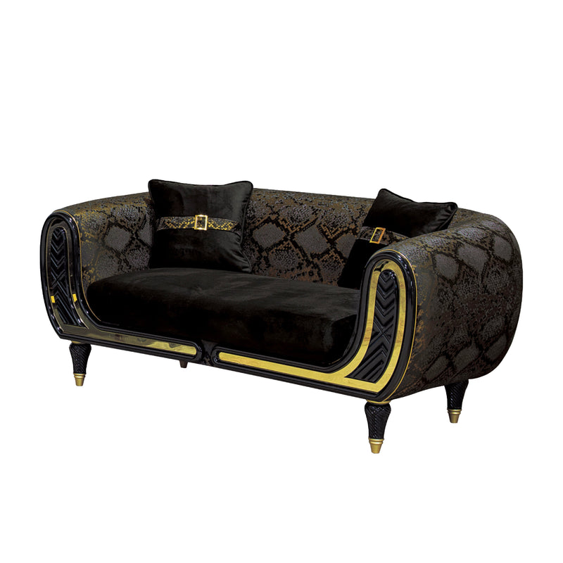 Lima 70 in. Loveseat in Black - Gate FurnitureLoveseat