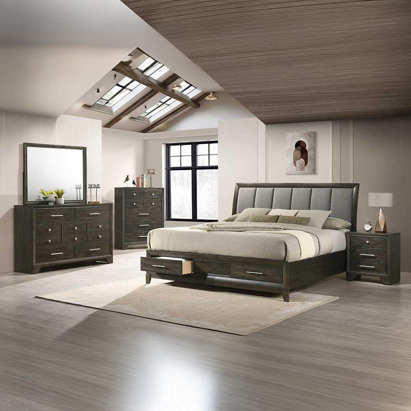 Linden - Gray King Bed, Dresser, Mirror - B324-KDM
