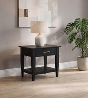 Lindenton 1-drawer Wood Occasional Side End Table Black - 722727