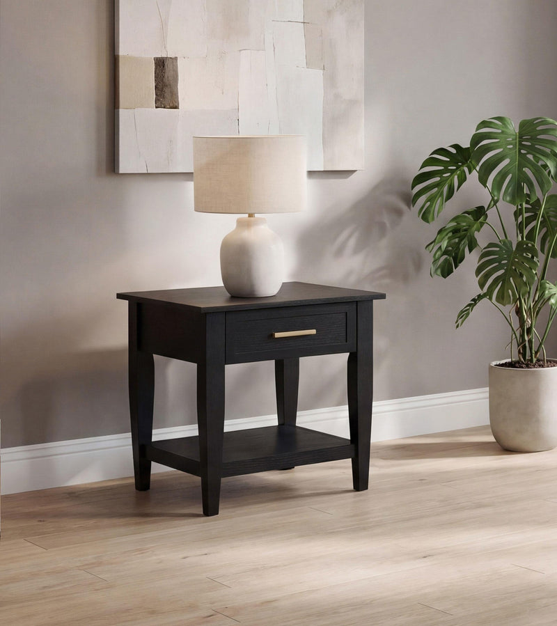 Lindenton 1-drawer Wood Occasional Side End Table Black - 722727