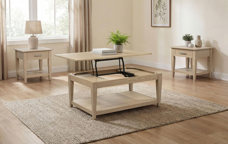 Lindenton 3-piece Wood Lift-Top Coffee and End Table Set Blonde - 722758-S3