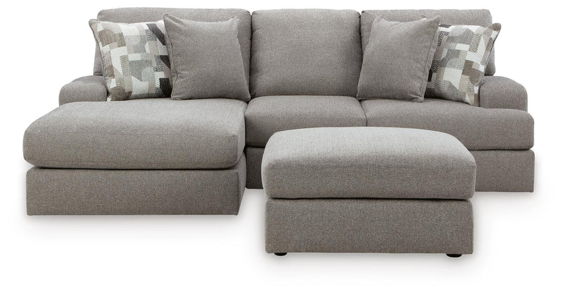 Lindon 2-Piece Sectional with Chaise and Oversized Accent Ottoman in Smoke - PKG024857