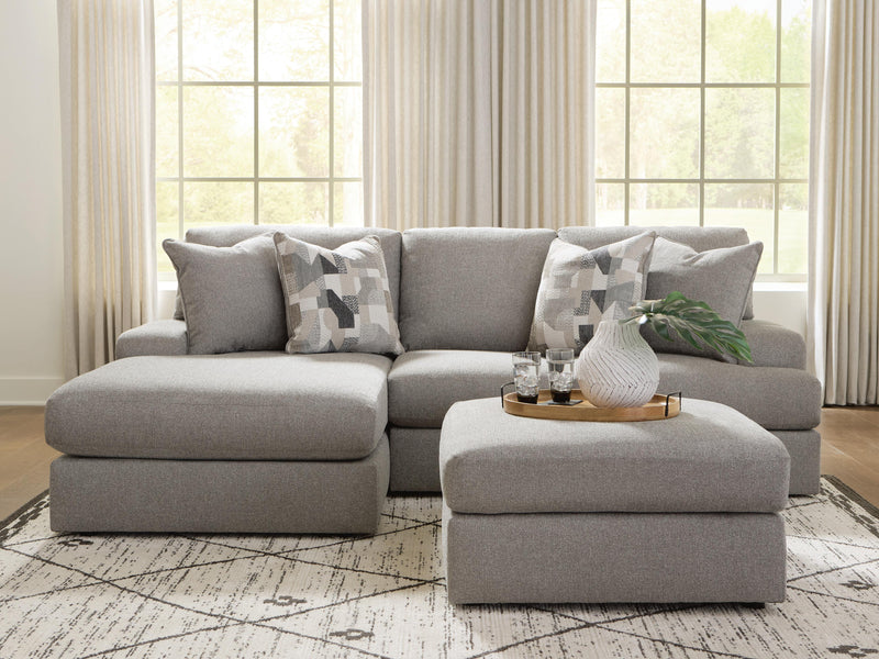 Lindon 2-Piece Sectional with Chaise and Oversized Accent Ottoman in Smoke - PKG024857