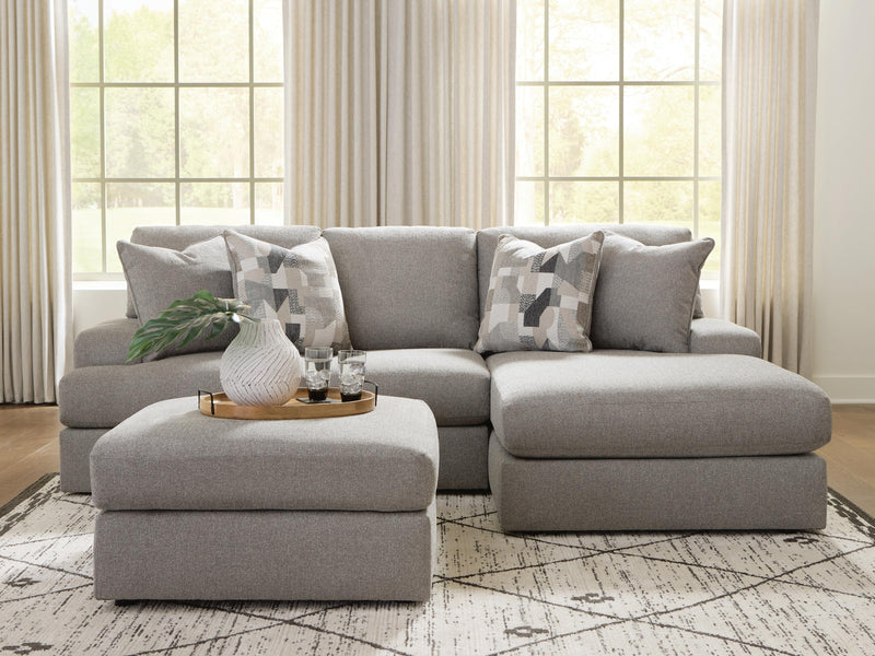 Lindon 2-Piece Sectional with Chaise and Oversized Accent Ottoman in Smoke - PKG024858