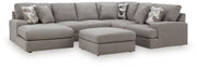 Lindon 3-Piece Sectional with Chaise and Oversized Accent Ottoman in Smoke - PKG024859