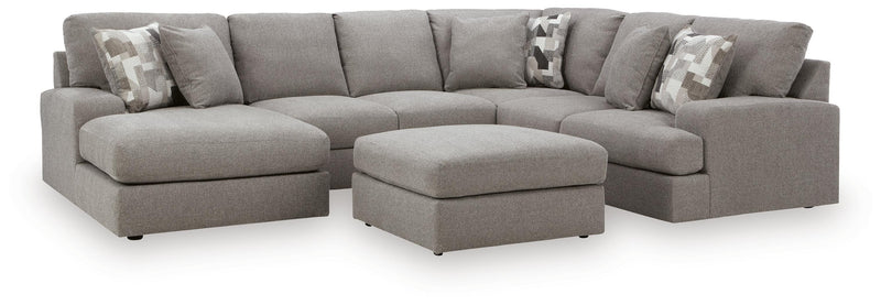 Lindon 3-Piece Sectional with Chaise and Oversized Accent Ottoman in Smoke - PKG024859