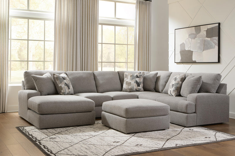 Lindon 3-Piece Sectional with Chaise and Oversized Accent Ottoman in Smoke - PKG024859