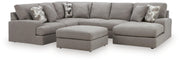 Lindon 3-Piece Sectional with Chaise and Oversized Accent Ottoman in Smoke - PKG024860