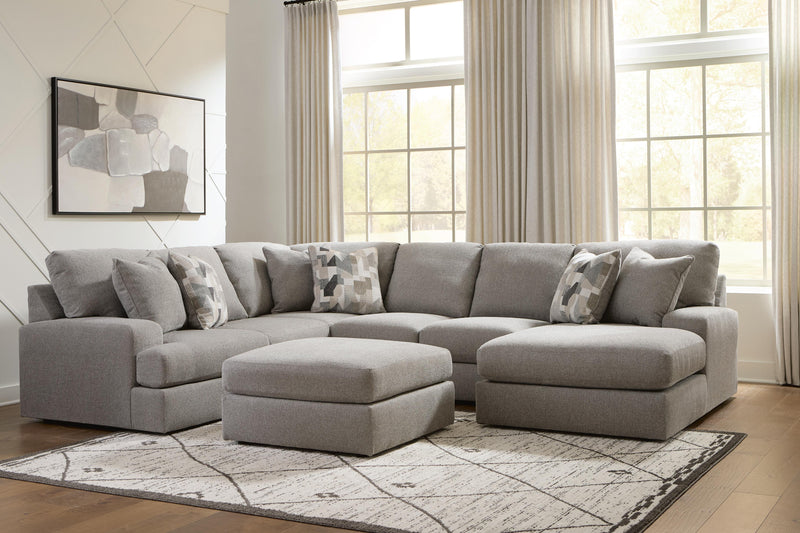 Lindon 3-Piece Sectional with Chaise and Oversized Accent Ottoman in Smoke - PKG024860