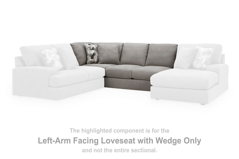 Lindon Smoke Left-Arm Facing Loveseat with Wedge - 8470430
