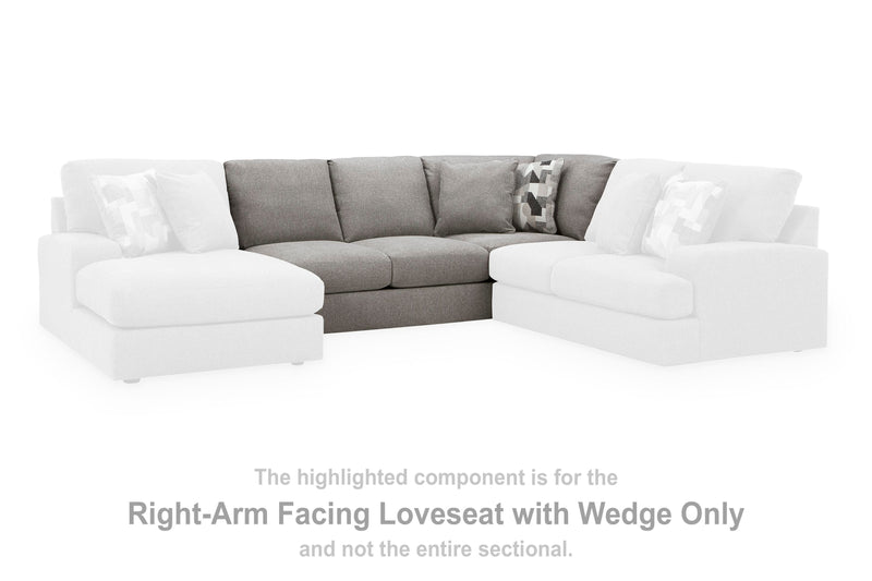 Lindon Smoke Right-Arm Facing Loveseat with Wedge - 8470426