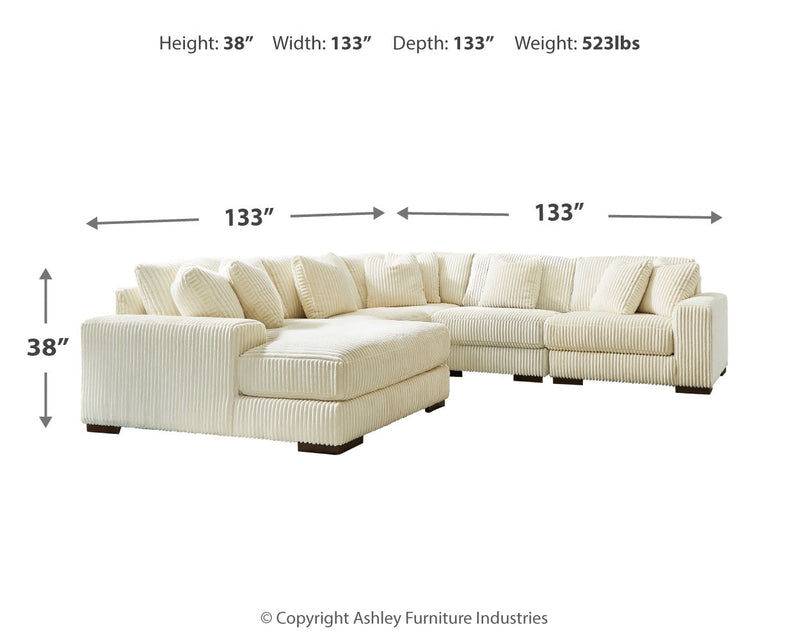 Lindyn 5-Piece Sectional with Ottoman in Ivory - PKG014505