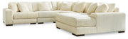 Lindyn 5-Piece Sectional with Ottoman in Ivory - PKG014506