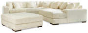 Lindyn 5-Piece Sectional with Ottoman in Ivory - PKG014506