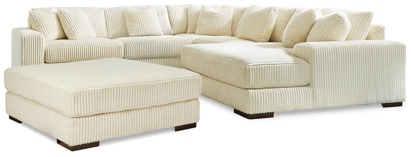 Lindyn 5-Piece Sectional with Ottoman in Ivory - PKG014506