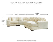 Lindyn 5-Piece Sectional with Ottoman in Ivory - PKG014506