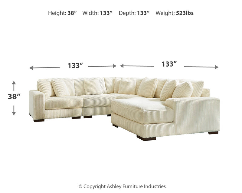 Lindyn 5-Piece Sectional with Ottoman in Ivory - PKG014506