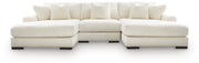 Lindyn Ivory 3-Piece Sectional with Double Chaise - 21104S18