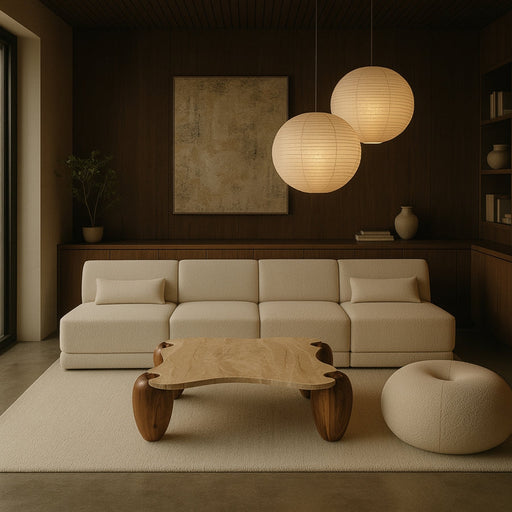 Liona Marble And Acacia Wood Coffee Table in Beige - 775Beige-CT