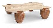 Liona Marble And Acacia Wood Coffee Table in Beige - 775Beige-CT