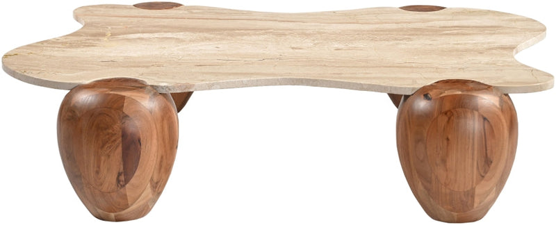 Liona Marble And Acacia Wood Coffee Table in Beige - 775Beige-CT