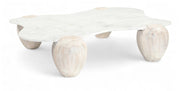Liona Marble And Acacia Wood Coffee Table in White - 775White-CT