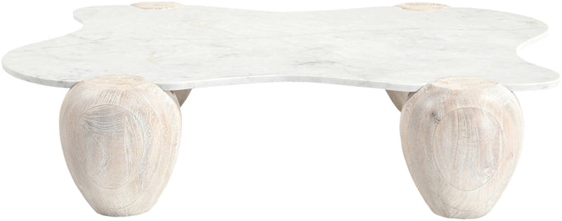 Liona Marble And Acacia Wood Coffee Table in White - 775White-CT