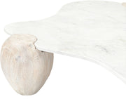Liona Marble And Acacia Wood Coffee Table in White - 775White-CT