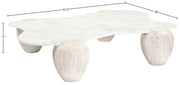 Liona Marble And Acacia Wood Coffee Table in White - 775White-CT