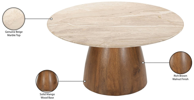 Liona Marble And Mango Wood Coffee Table in Beige - 774Beige-CT