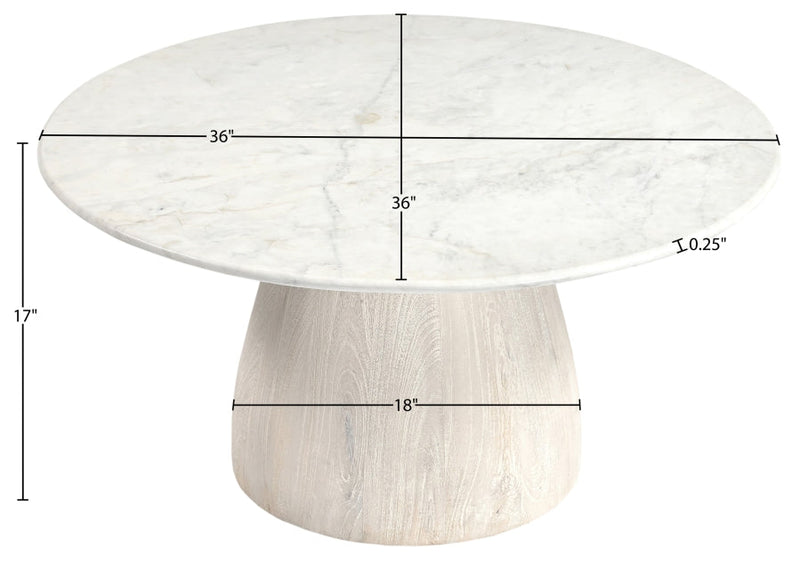 Liona Marble And Mango Wood Coffee Table in White - 774White-CT