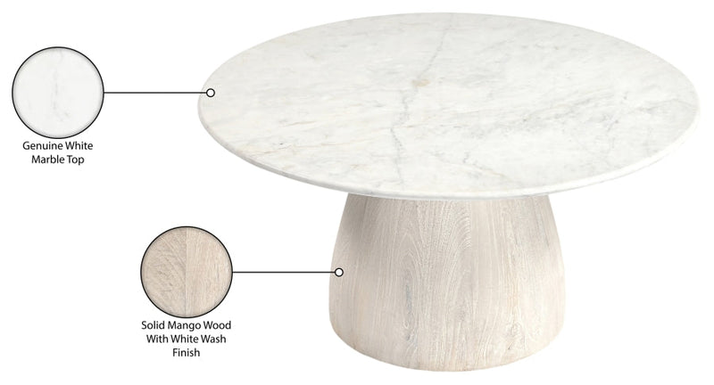 Liona Marble And Mango Wood Coffee Table in White - 774White-CT