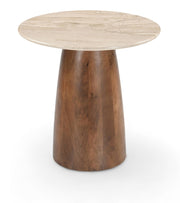 Liona Marble And Mango Wood End / Side Table in Beige - 774Beige-ET