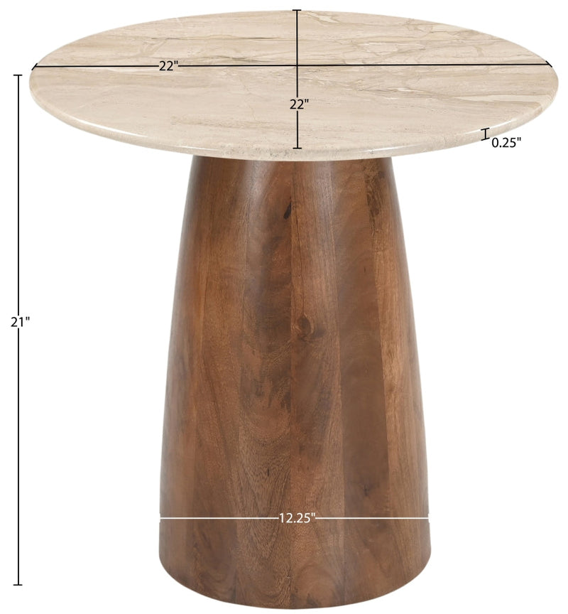 Liona Marble And Mango Wood End / Side Table in Beige - 774Beige-ET