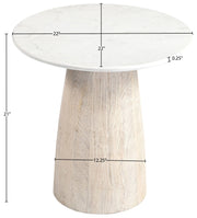 Liona Marble And Mango Wood End / Side Table in White - 774White-ET