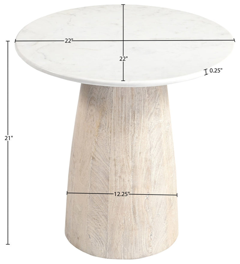 Liona Marble And Mango Wood End / Side Table in White - 774White-ET