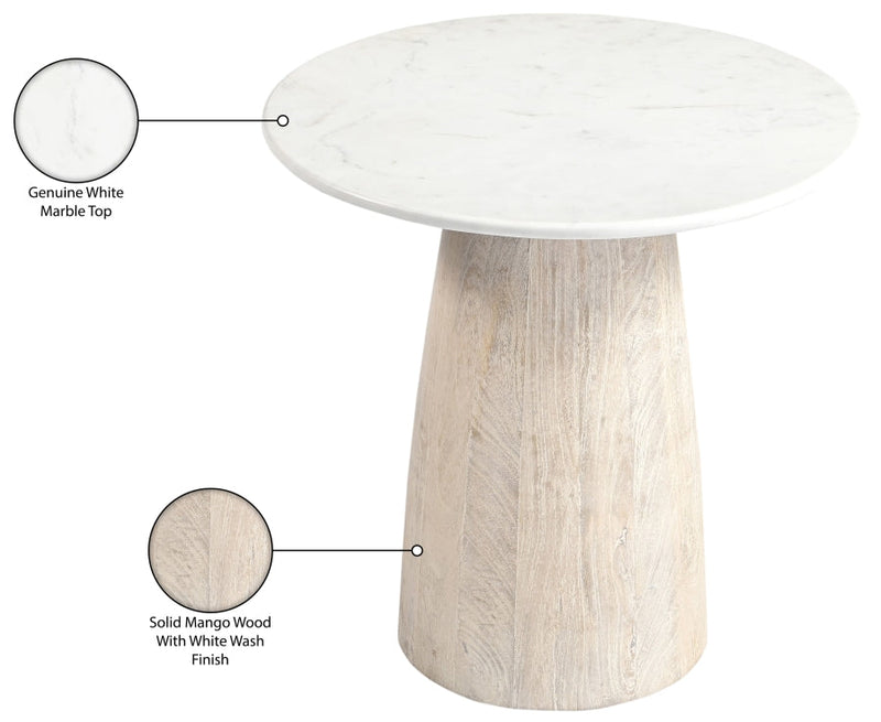 Liona Marble And Mango Wood End / Side Table in White - 774White-ET
