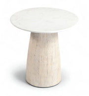 Liona Marble And Mango Wood End / Side Table in White - 774White-ET