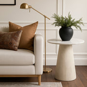 Liona Marble And Mango Wood End / Side Table in White - 774White-ET
