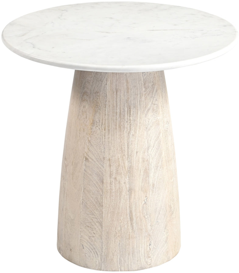 Liona Marble And Mango Wood End / Side Table in White - 774White-ET