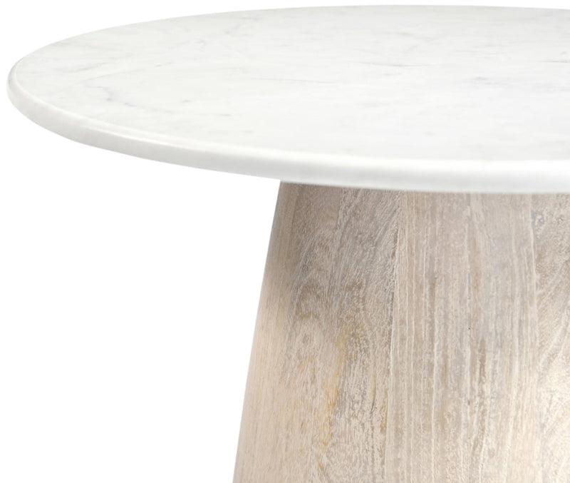 Liona Marble And Mango Wood End / Side Table in White - 774White-ET